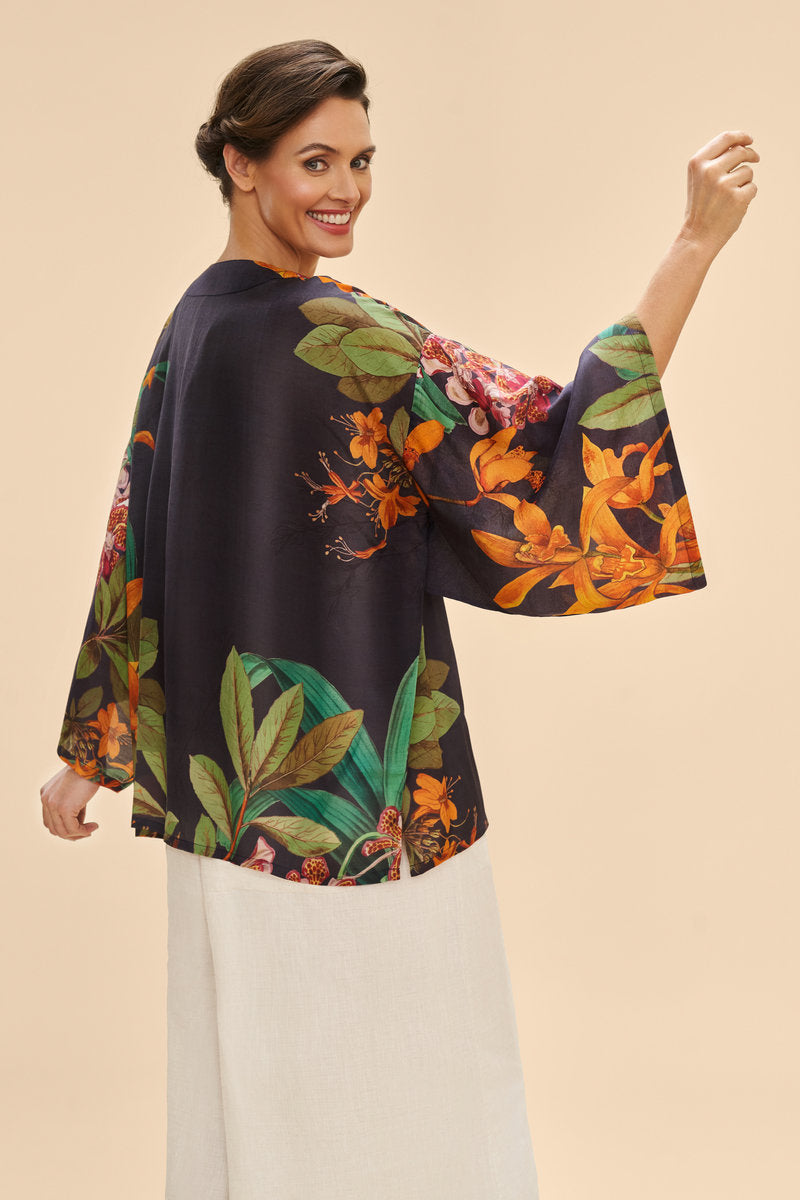 Kimono Jacket - Botany Bliss in Charcoal