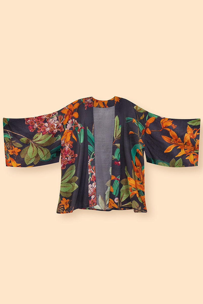 Kimono Jacket - Botany Bliss in Charcoal