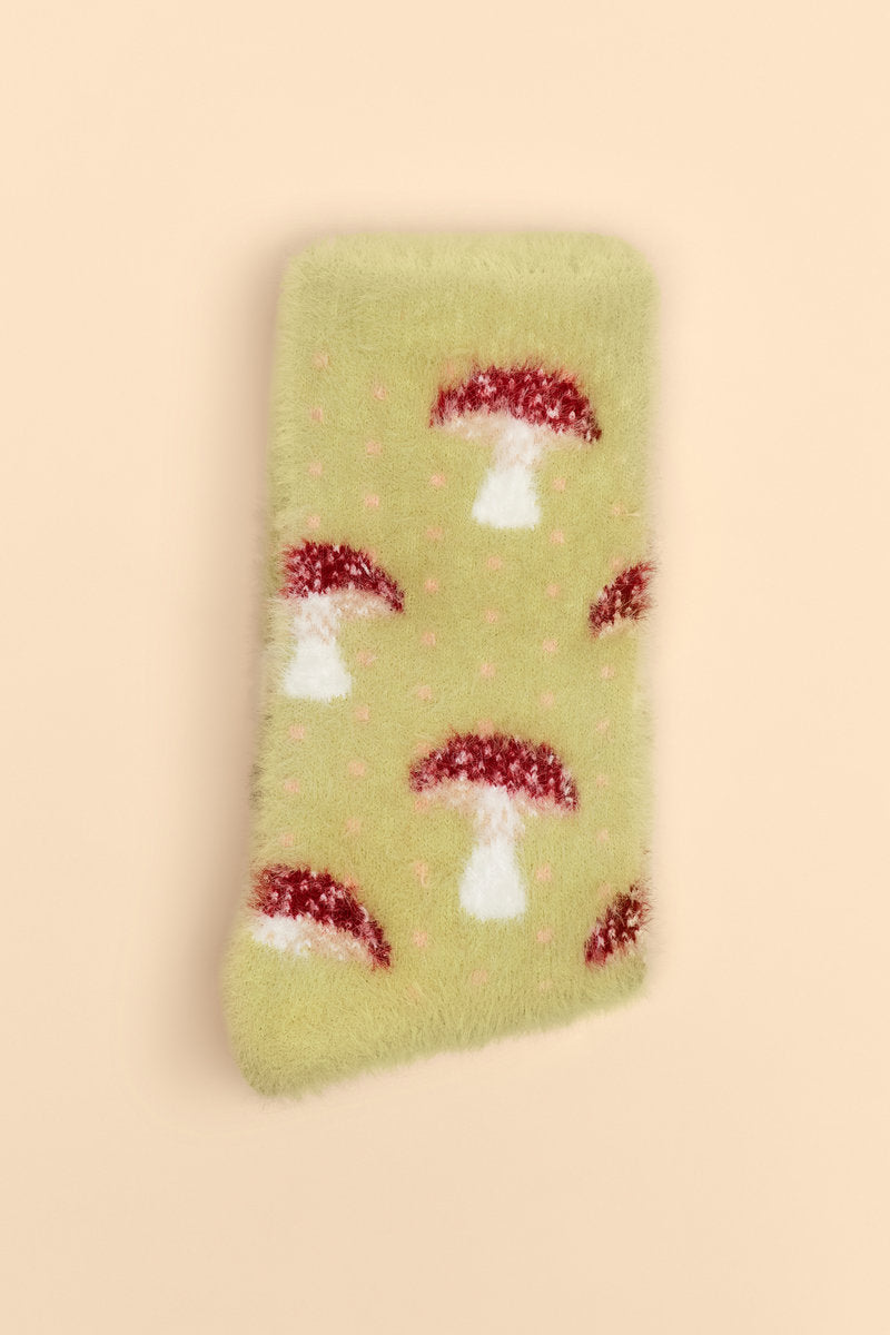 Tiny Toadstools Fuzzy Slipper Socks