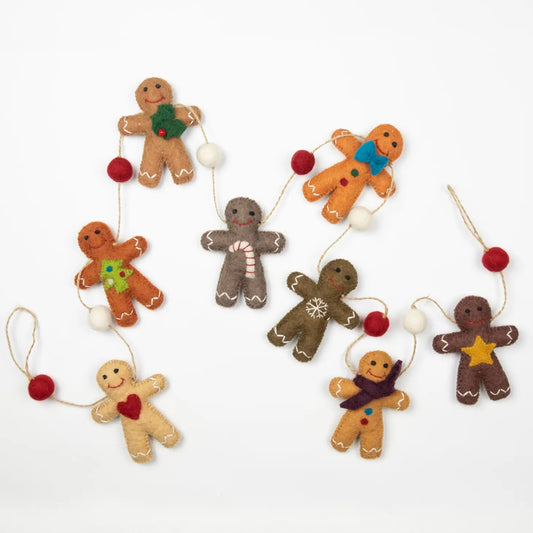 Christmas Decor Felt Gingerbread Man Garland