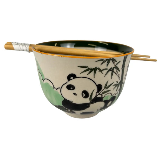 Playful Panda Donburi Bowl with Chopsticks Set