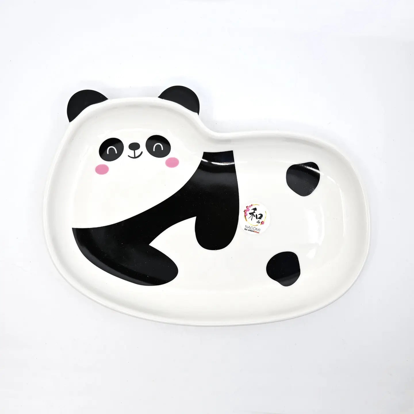 3 Piece Panda 8"L Porcelain Sushi Serving Plate w/ Sauce Dish and Chopsticks Set