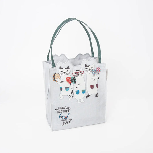 Whimsical "Nekomaruke Brother" Waterproof Mini Tote - Kusugu