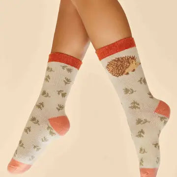 Happy Hedgehog Cosy Socks - Cream