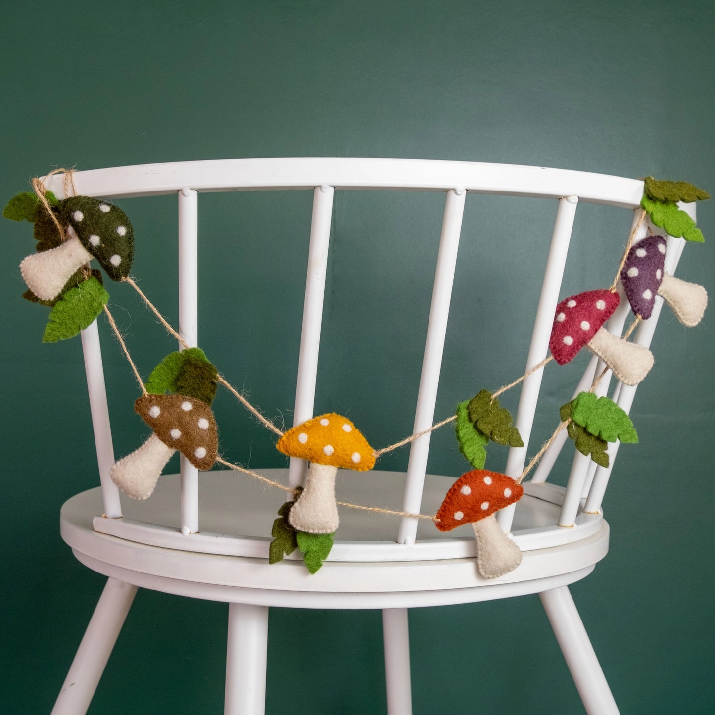 Spring Decor Felt Multi-Color Spotted Mushroom Garland