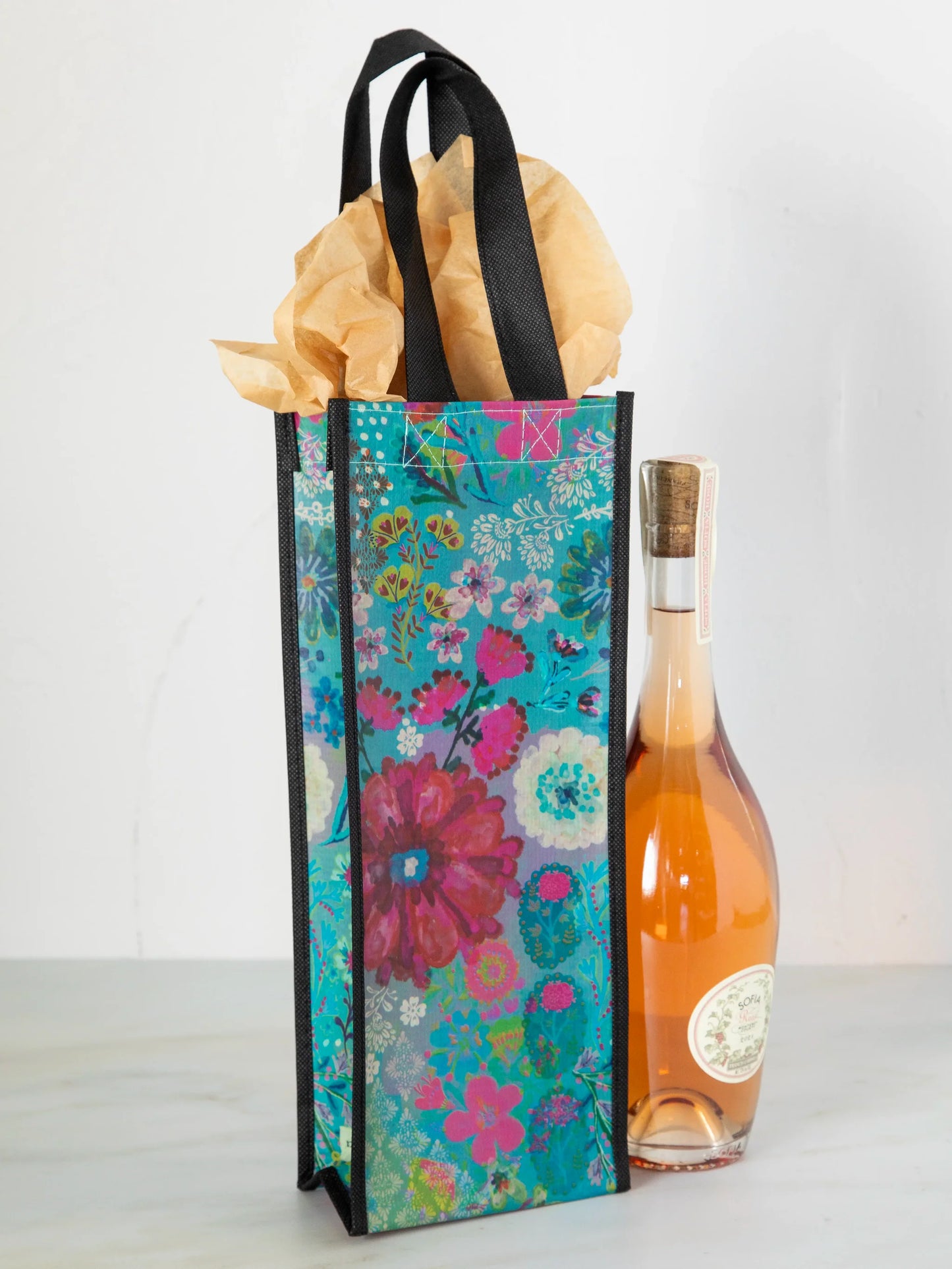 Wine Tote Happy Bag - Bay Folk Flower