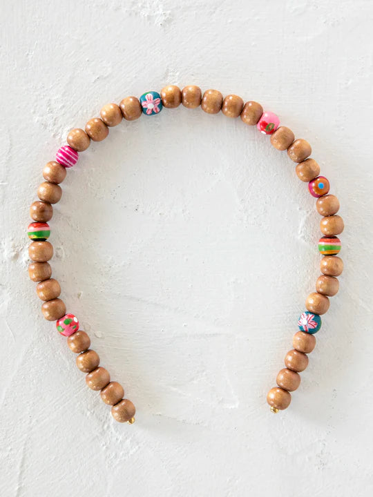 Headband - wooden beads - Rainbow
