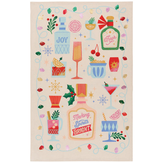 Spirits Bright Christmas Dishtowel
