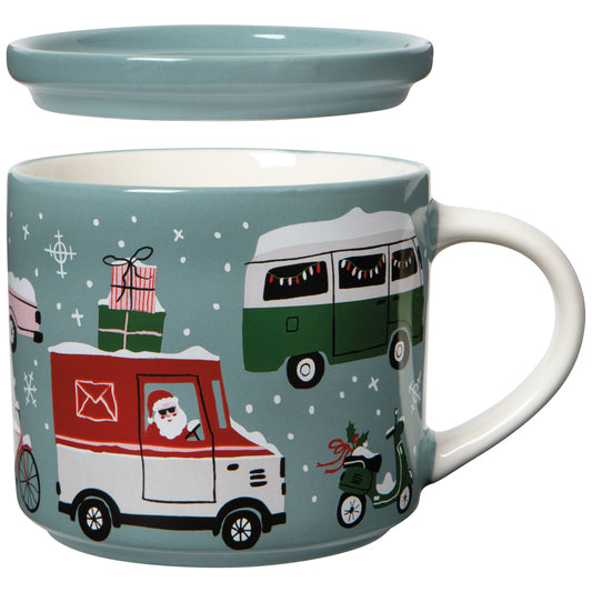 Holiday Traffic Lidded Mug