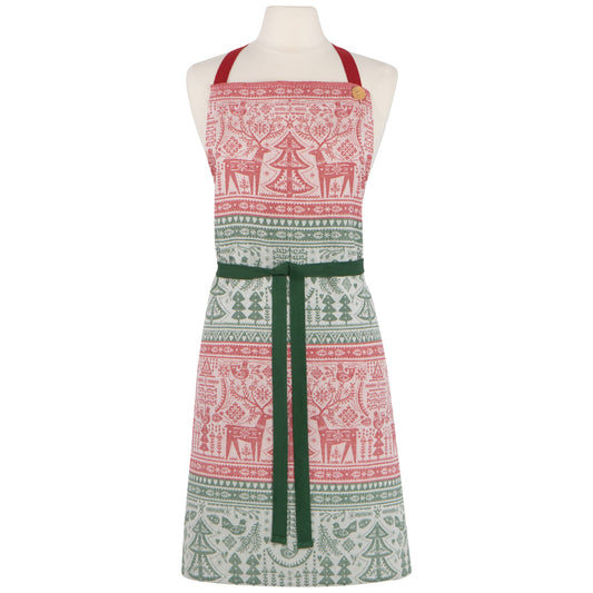 Folk Forest Christmas Jacquard Apron