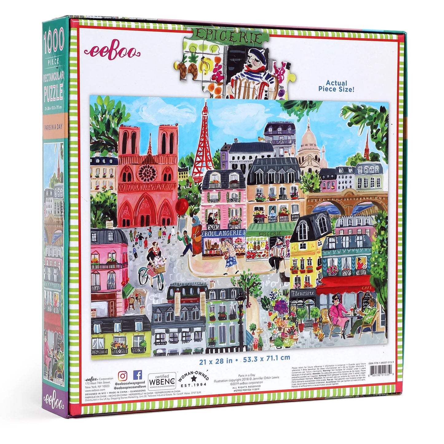 Puzzle -Paris in a Day 1000 Piece Rectangle Puzzle