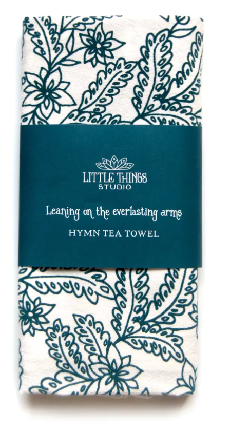 Leaning on the Everlasting Arms Hymn Tea Towel