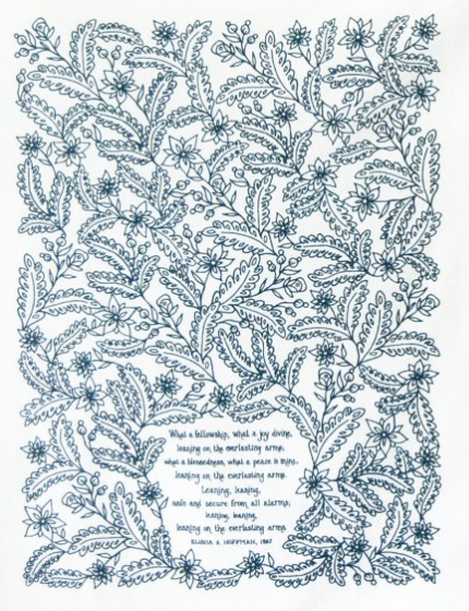 Leaning on the Everlasting Arms Hymn Tea Towel