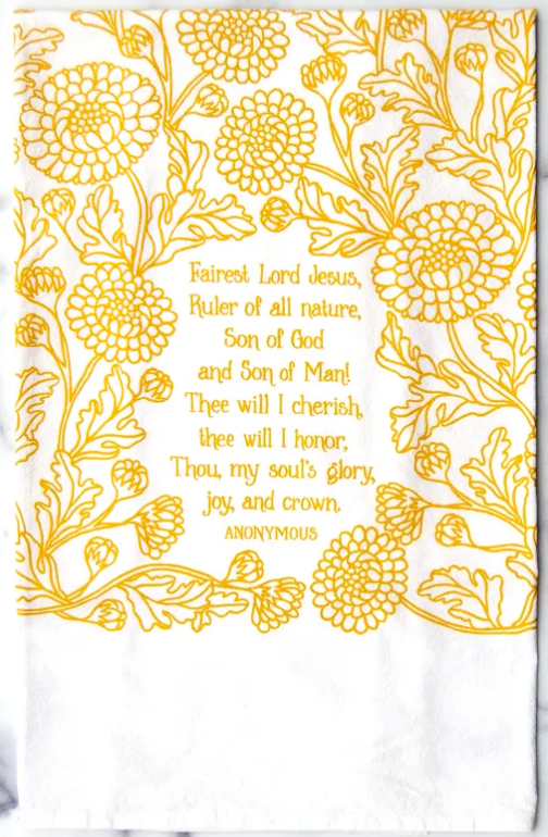 Fairest Lord Jesus Hymn Tea Towel