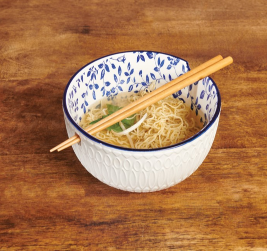 Ramen Bowl Set - Indigo Floral