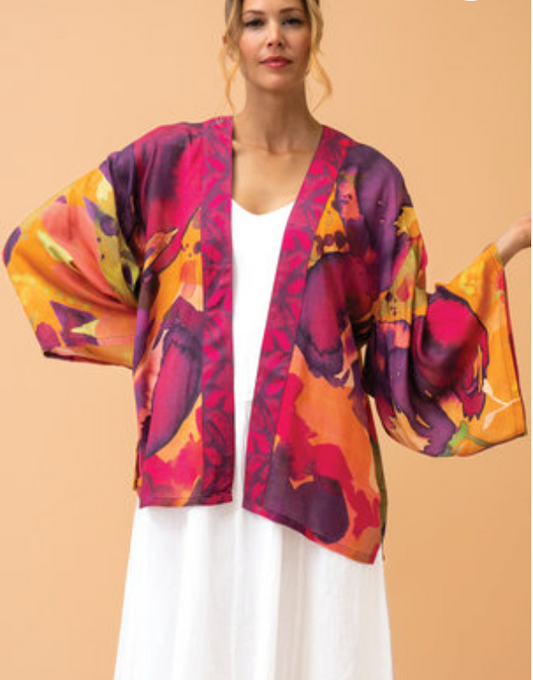 Kimono Jacket Blooms - Mustard