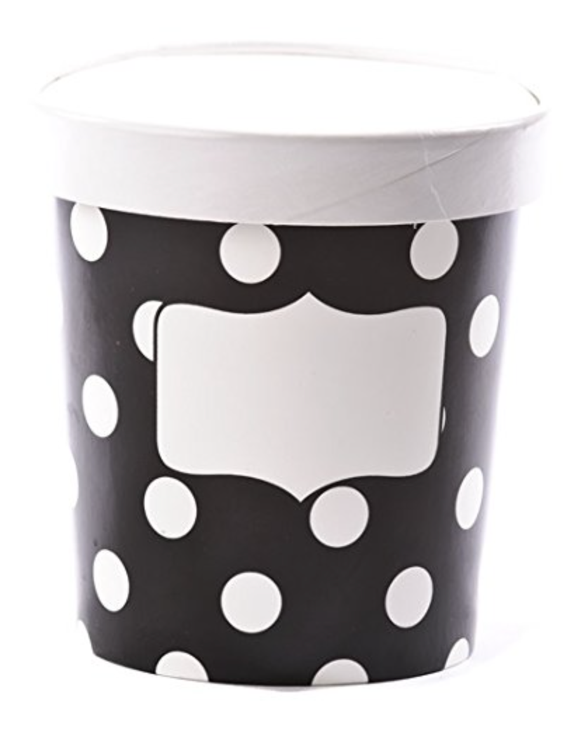 Candy Cup with Lid, 16 oz. Capacity, Black & White Dot