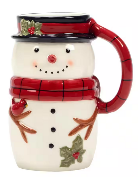 Joy of Christmas 20 oz. Assorted Colors Stoneware 3-D Snowman Mug