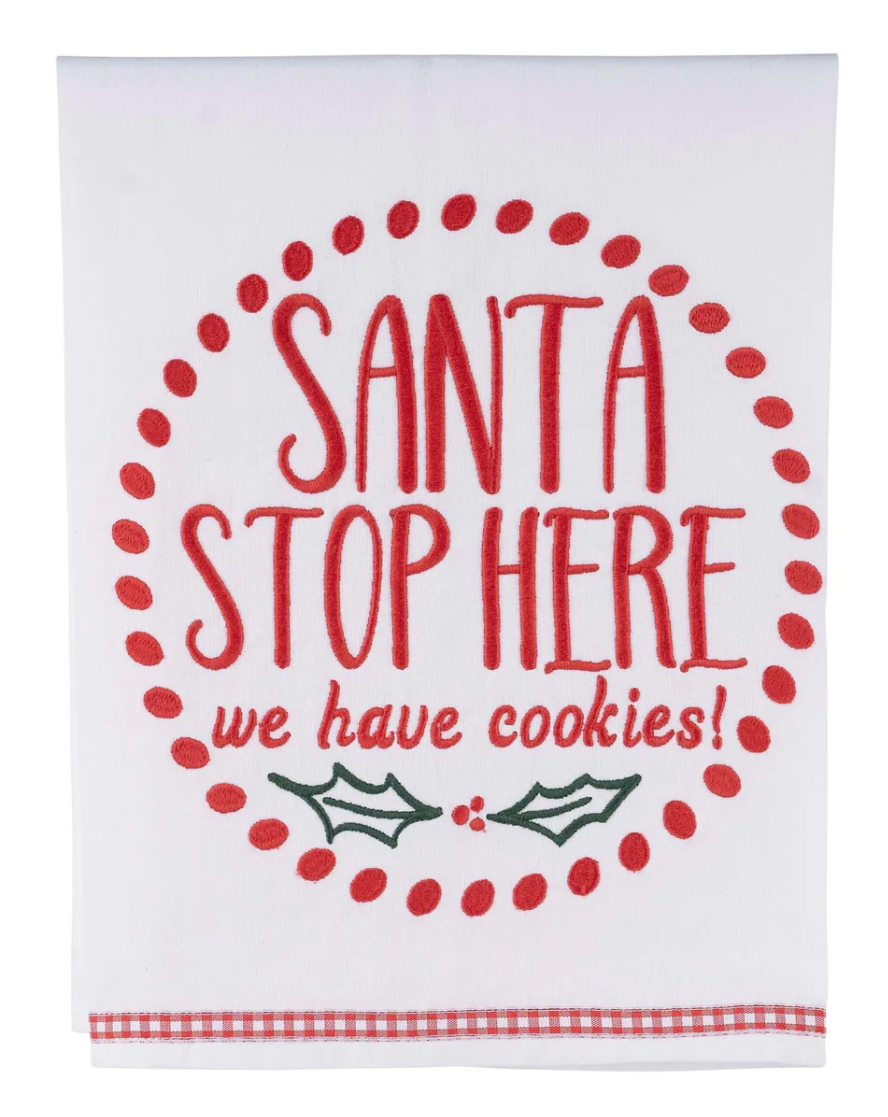 Santa Stop Here Tea Towel