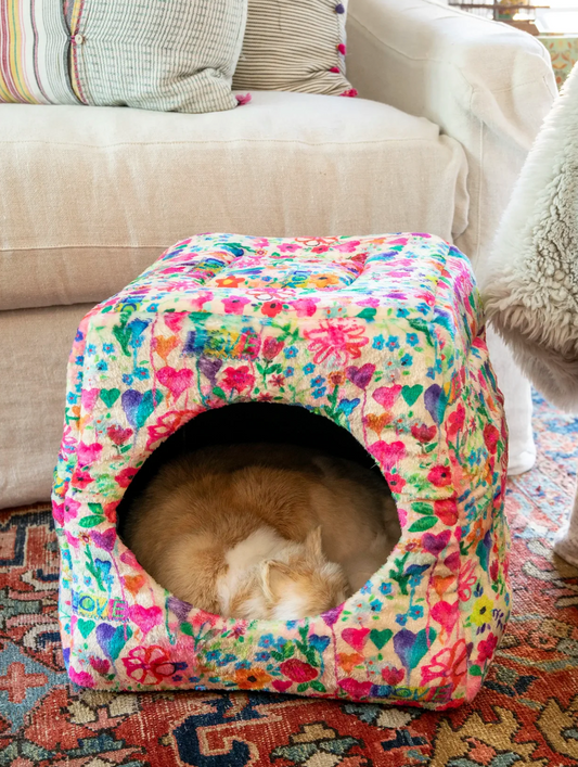 Collapsible Cozy Cat Bed - Love Graffiti Floral