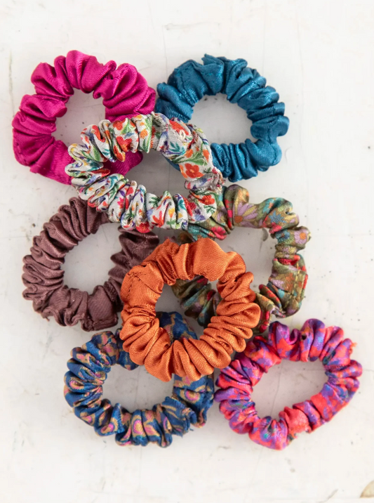 Mini Satin Scrunchie, Set of 8 - Rainbow