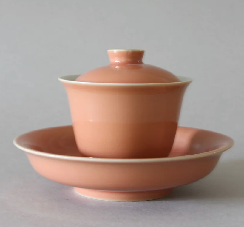 Coral Gaiwan, 2 Cups and Saucer