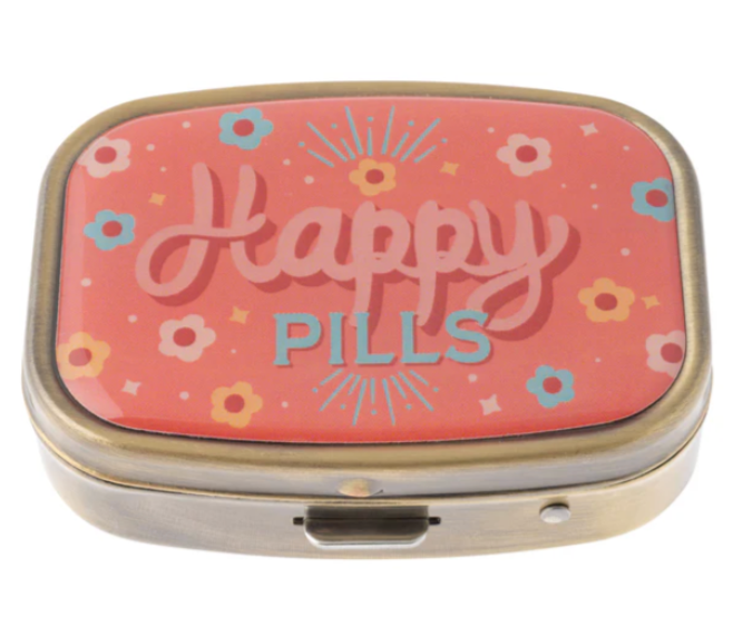 Pill Case - Small Metal - Happy Pills