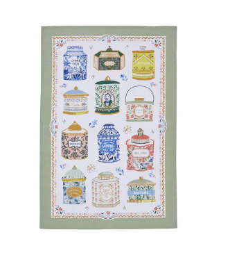 Tea Tins Cotton Tea Towel