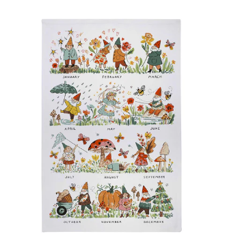 Gnome 4 Holidays Cotton Tea Towel