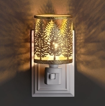 Nightlight - 5" Cylinder Gold Trees