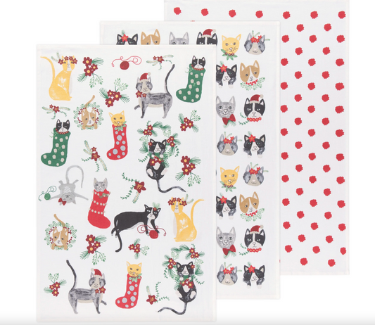 Dish Towel - Bakers Floursack - Meowy Christmas (Set of 3)