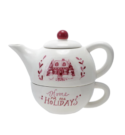 Home for the Holidays Stoneware Tea For One