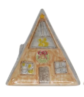 Hand-Painted Stoneware House Shaped Dish