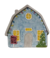 Hand-Painted Stoneware House Shaped Dish