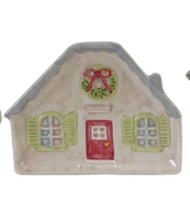 Hand-Painted Stoneware House Shaped Dish