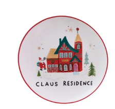 Stoneware Plate with North Pole Village Building