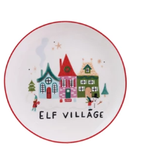 Stoneware Plate with North Pole Village Building