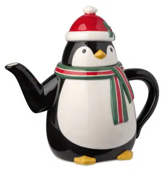 Christmas Whimsy Penguin 3-D Teapot