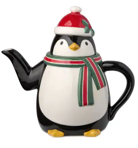 Christmas Whimsy Penguin 3-D Teapot