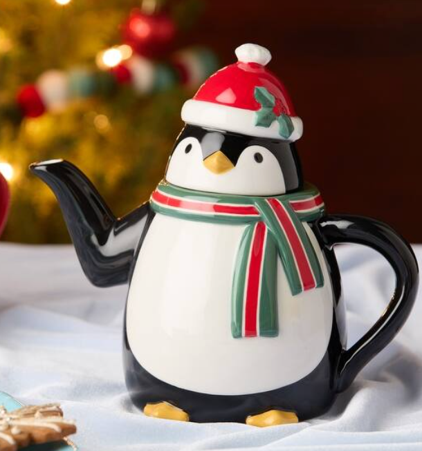 Christmas Whimsy Penguin 3-D Teapot