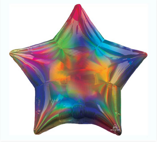 19" HOLOGRAPHIC RAINBOW STAR BALLOON