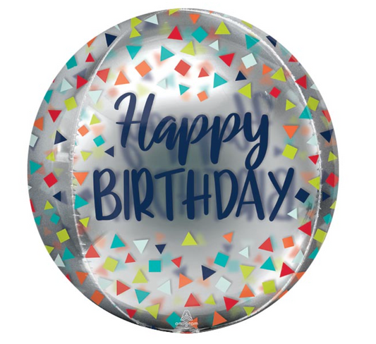 16"PKG HAPPY BIRTHDAY ORBZ BALLOON