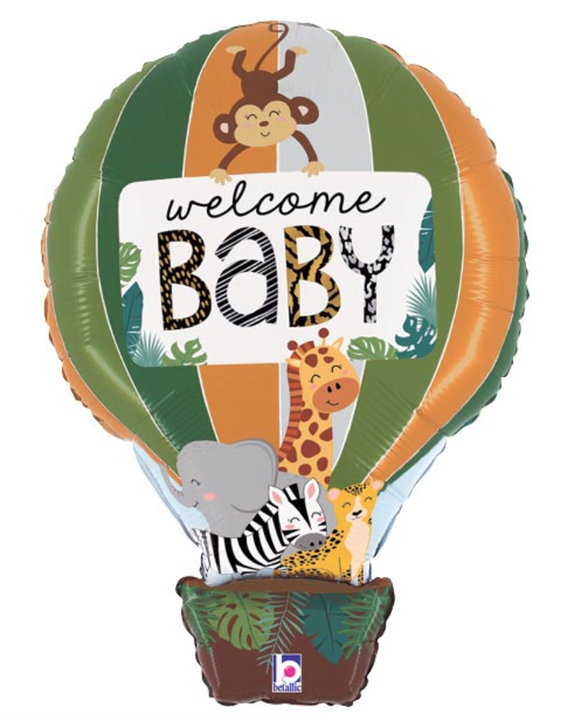 24"PKG JUNGLE ANIMALS WELCOME BABY