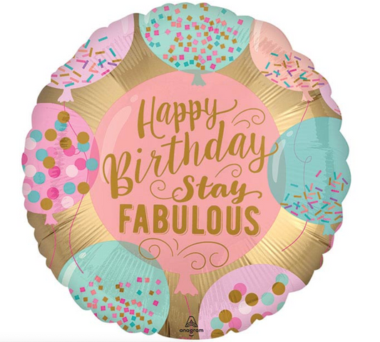 18"PKG BIRTHDAY STAY FABULOUS BALLOON