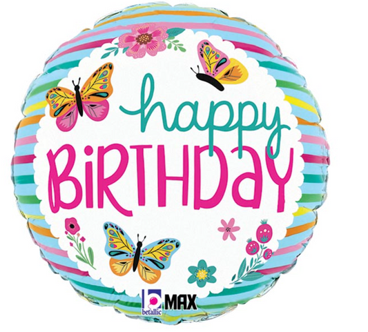 18" PKG BIRTHDAY COLORFUL BUTTERFLIES
