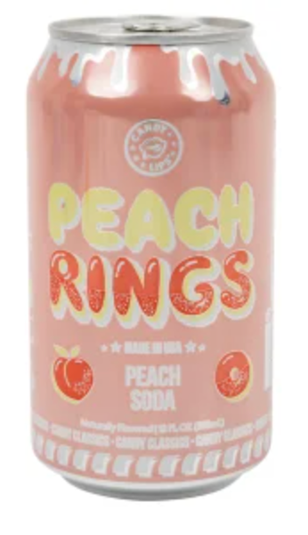 CANDY LIPS PEACH RINGS PEACH SODA 12 OZ CAN