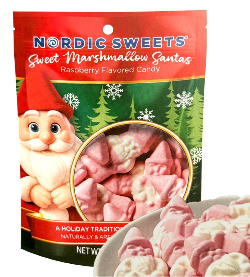 Nordic Sweets® Raspberry Flavored Marshmallow Santas
