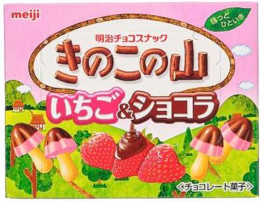 Meiji Chocorooms Strawberry & Chocolate with Crispy Biscuit 64g