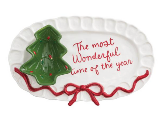 Christmas Bow Tidbit & Platter Set