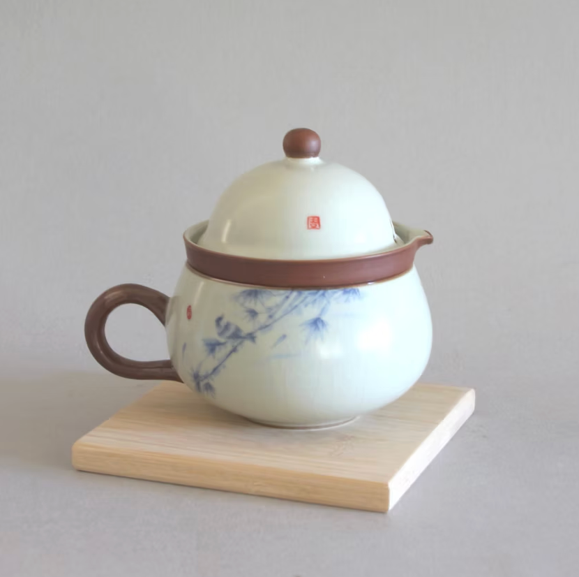 One Cup Infuser w/ Handle, Bamboo & Bird